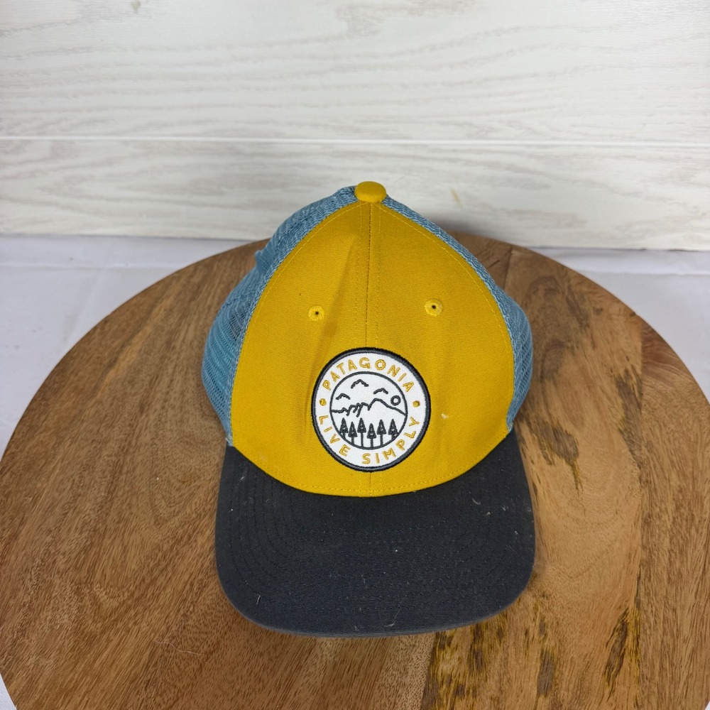 Patagonia Live Simply Trucker Hat Yellow Blue Mesh Snapback Cap